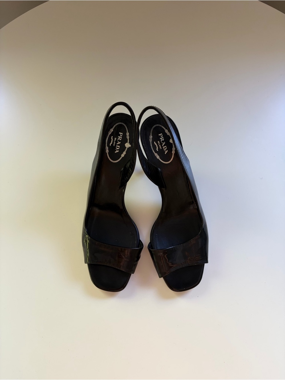Vintage Prada Black Patent Leather Slingback Kitten Heels - Picture 2 of 6